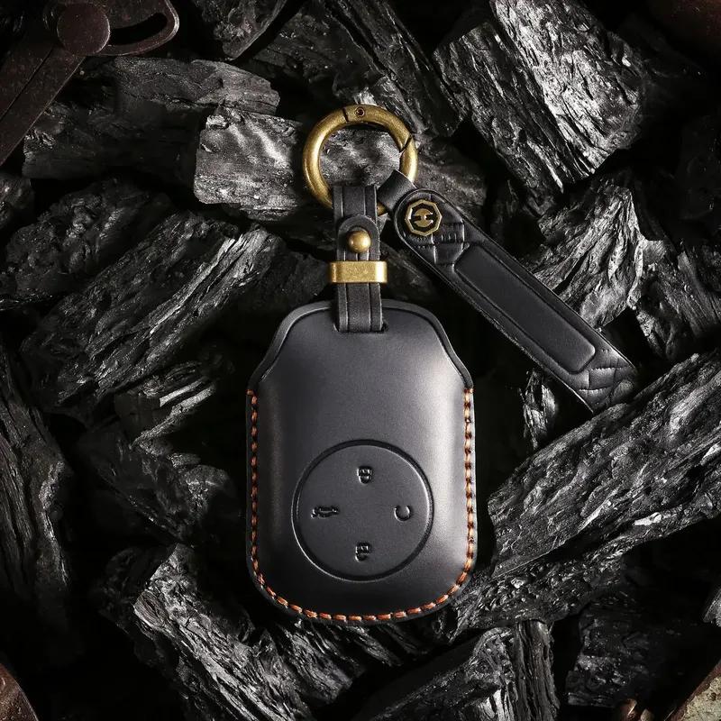 Leather Car Key Case Cover Holder Keychain Wallet Shell for Chery Fulwin T9 2024 Remote Key Cover Holder