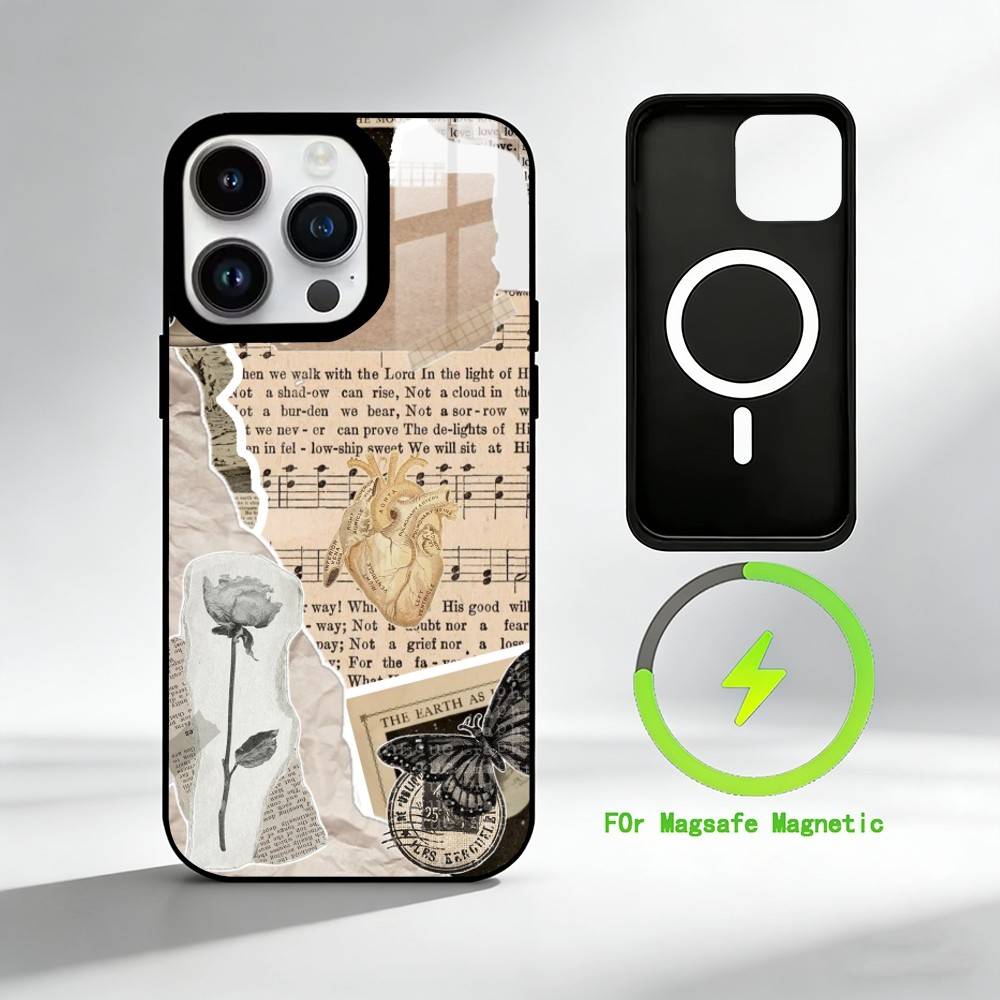Чехол для телефона с мозаичным рисунком для iPhone 17 16 15 14 13 12 Pro Max Plus с зеркальным покрытием, беспроводной, магнитный