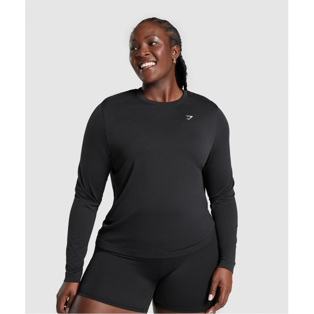 Gymshark Повседневный бесшовный топ с длинным рукавом черный B8a4q Bb2j