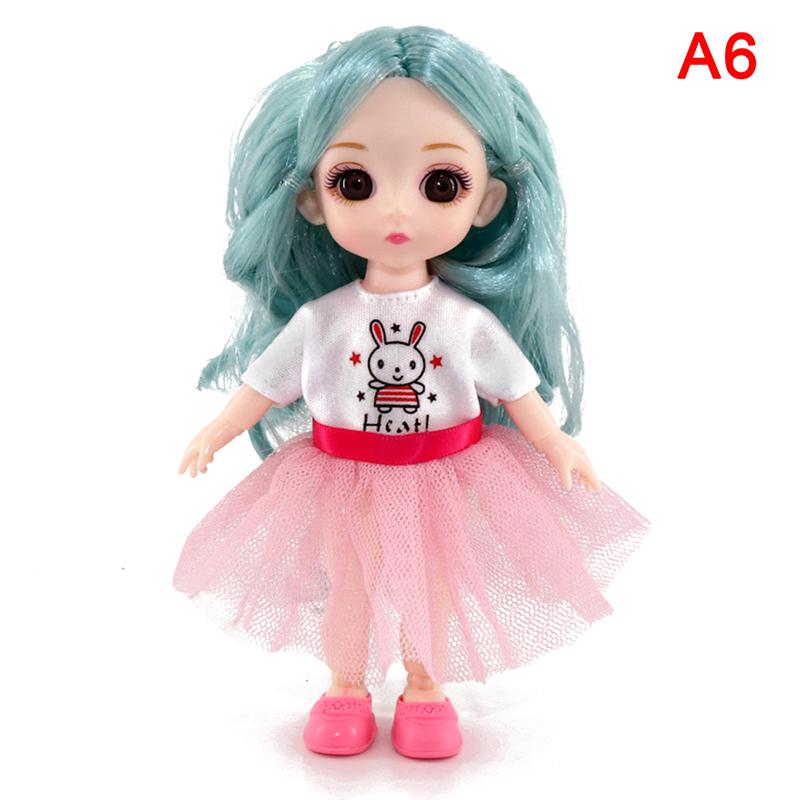 Bjd Кукла 16 см 13 подвижных суставов Повседневная мода Одежда принцессы Костюм Аксессуары Голое украшение Разноцветные волосы Девочка Подарок Игрушка