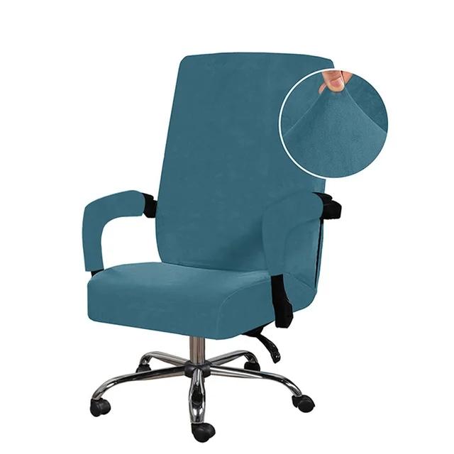 Modern Spandex Computer Chair Cover Office Chair Slipcover With Armrest Dust Protector Removable Anti Dirt Seat Case