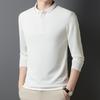 Мужская весенне-осенняя новая однотонная рубашка-поло с длинными рукавами, свободная повседневная футболка с длинными рукавами для папы, универсальный топ с лацканами