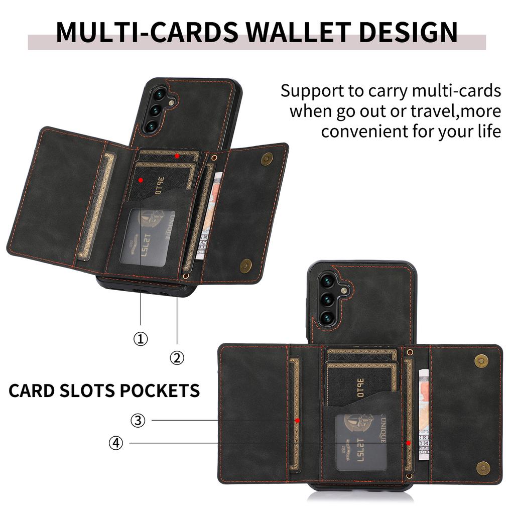 For Samsung Galaxy S25+/S24+ Phone Case Tri-Fold Wallet Kickstand PU Leather+TPU Back Cover