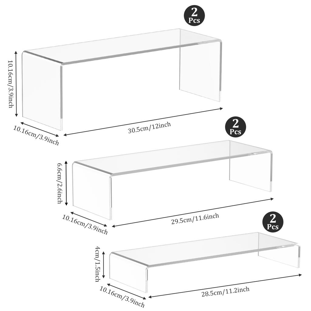 3/6/9 Pcs Acrylic Display Stand U Shape Cake Doll Display Stand Stackable Cosmetic Bag Jewelry Storage Shelf for Figure Cosmetic