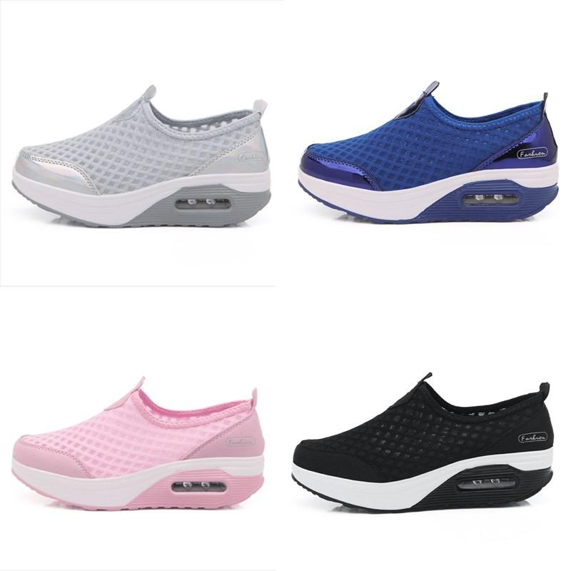 Летние теннисные туфли с толстой подошвой, выдолбленные на танкетке, сетчатые, на платформе, вулканизированные, дышащие, легкие кроссовки