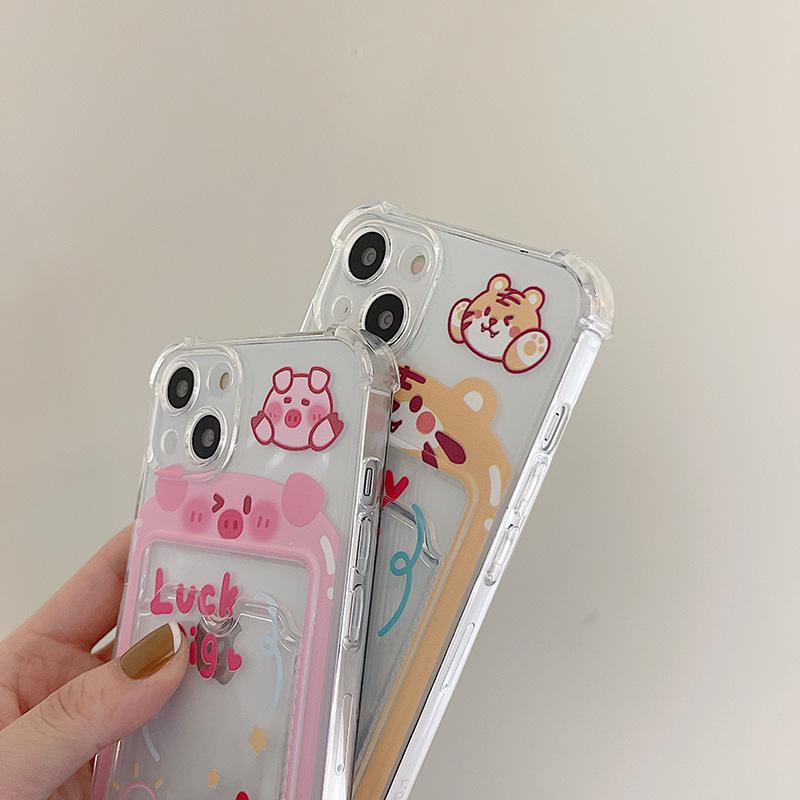 Чехол-держатель для карт Zhitai Cartoon для iPhone 15/16, 14 Pro, 6, 7, 8 Plus