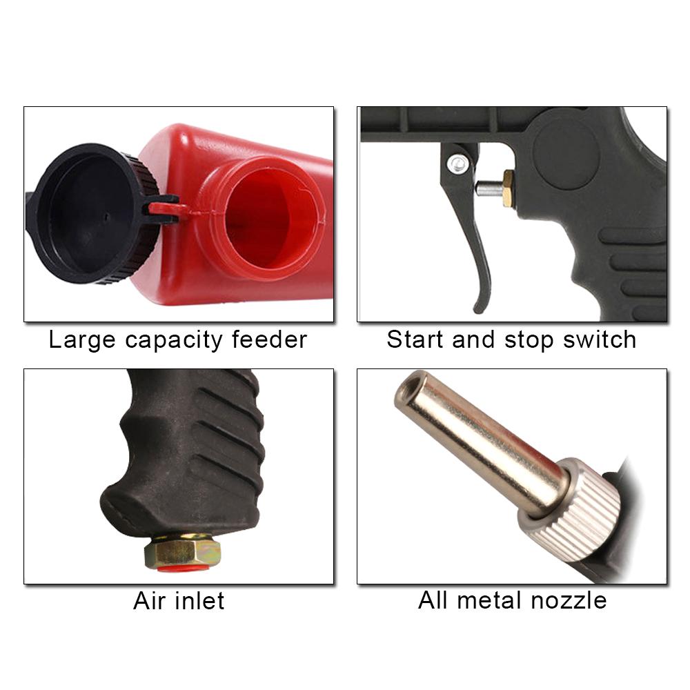 Пескоструйный пистолет Портативный гравитационный пескоструйный аппарат Пистолет высокого давления 90psi Маленький пескоструйный аппарат Регулируемый ручной пневматический пескоструйный пистолет Набор