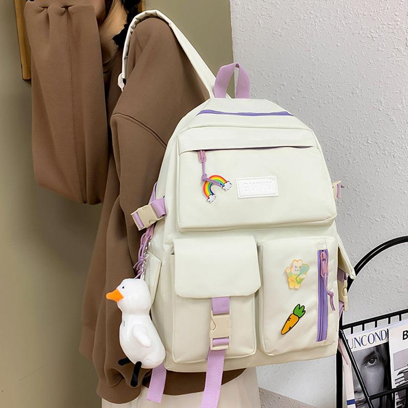 Академический стиль, школьный рюкзак для старшеклассников, женский рюкзак из четырех частей из холста