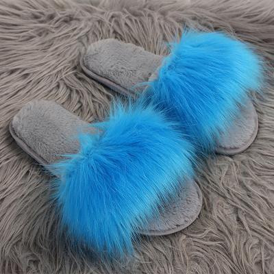 Модные шикарные теплые плюшевые тапочки из искусственного меха для женщин, цвет мик, с открытым носком, меховые тапочки, женские зимние слипоны, нескользящие хлопковые шлепанцы, леди