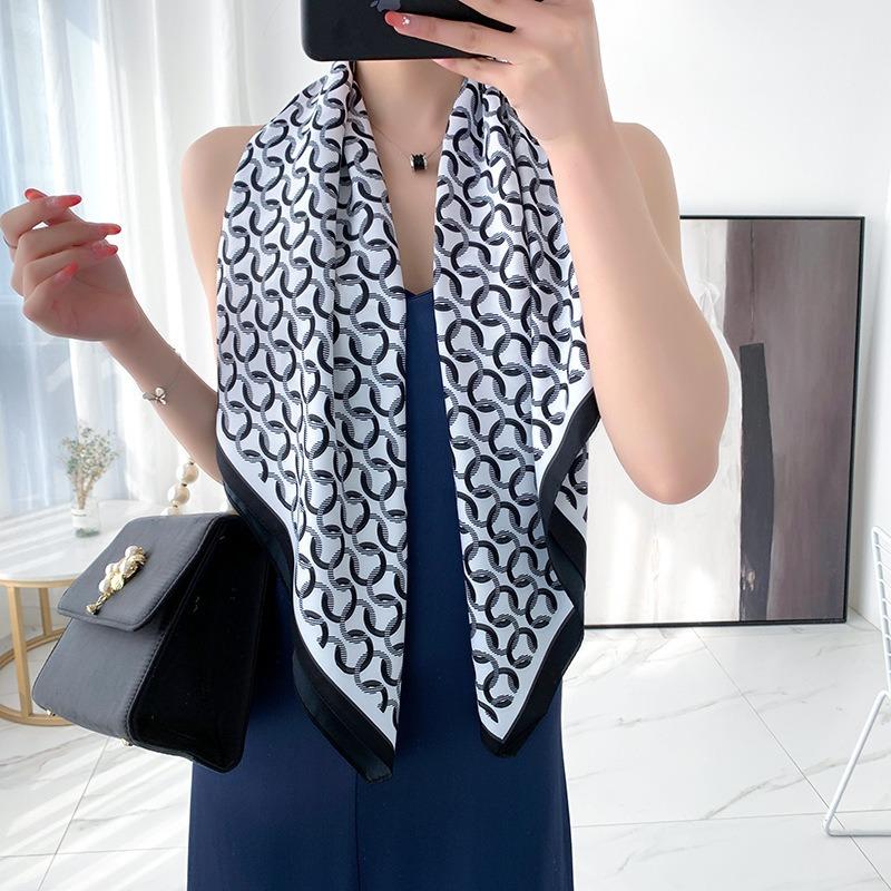 New Square Scarf Emulated Silk Scarf Fashionable Professional Scarf Versatile Light Thin Breathable Twill Scarf Shawl