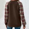 Женская мода повседневный свитер с длинным рукавом в клетку пэчворк свитшот топ
