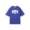 Nike Sportswear Letter Logo Print Loose Short Sleeve Drop Shoulder T-Shirt Women Tops Fitness-Blue FQ7011-431