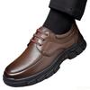 Fashion Men's New Fashionable and Simple Business Leather Shoes Men's Trendy Lace Up Styles Middle-aged Elderly Soft Soled Dad Shoes
