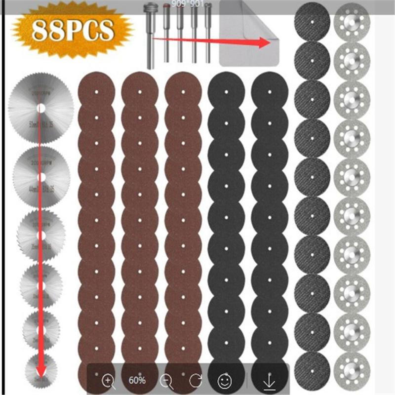 88 шт./компл. алмазные отрезные круги для вращающегося инструмента Dremel, шлифовальный станок, металлический отрезной диск