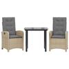 VidaXL Ensemble à Manger de Jardin avec Coussins 3 pcs, Table et Chaises avec Dossier Réglable, Meubles d'Extérieur Patio 3212400