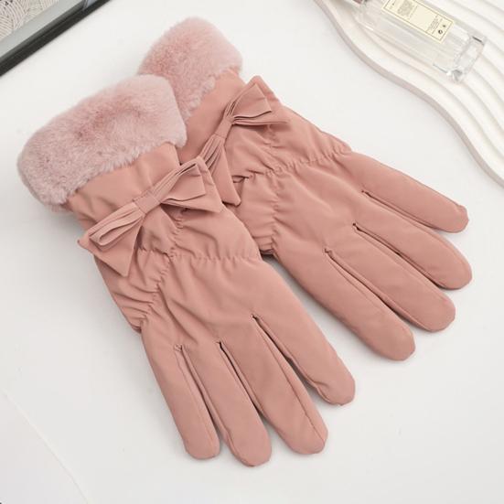 Женские водонепроницаемые лыжные перчатки, ветрозащитные, с флисовой подкладкой, термоперчатки с сенсорным экраном, зимние теплые перчатки с пушистыми манжетами для сноубординга, пеших прогулок, катания на снегоходах