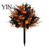 Reusable Fall Patio Accents Pumpkin Topiary Trees with Stakes, Artificial Autumn Eucalyptus Leaf Gourd Halloween Yard Decorations Decoration for Front