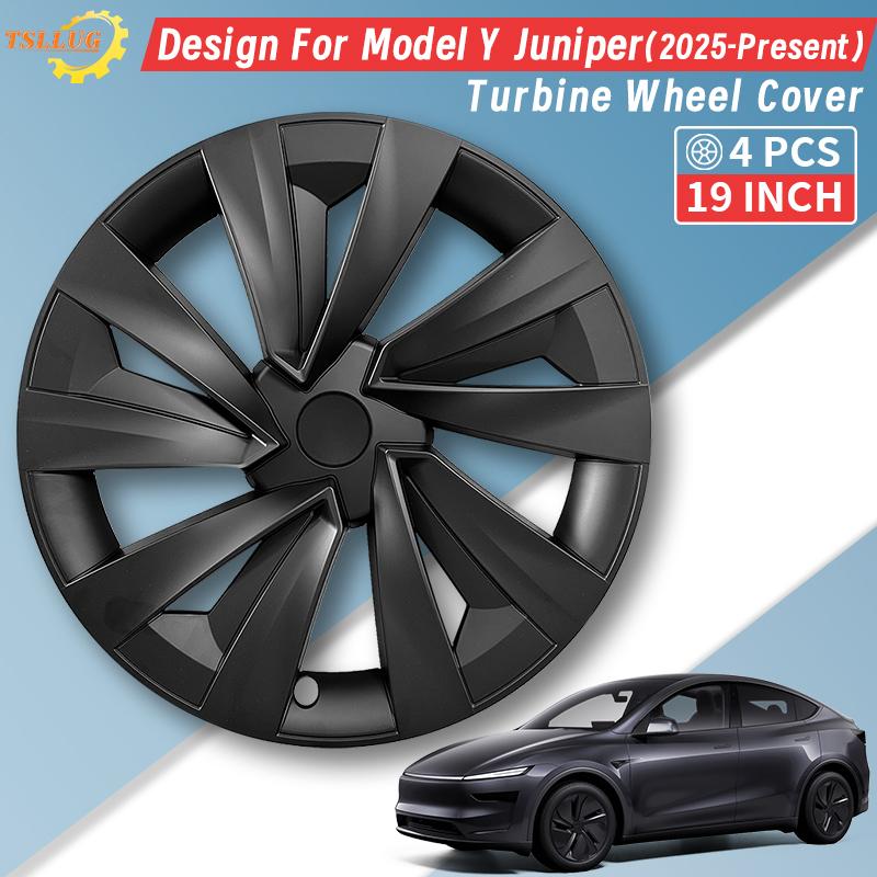 4PCS for New Model Y 2025-2026 Juniper 19in Turbine Style Hubcap Rim Cover Accessories Hub Cap Automobile Wheel Cap for Tesla