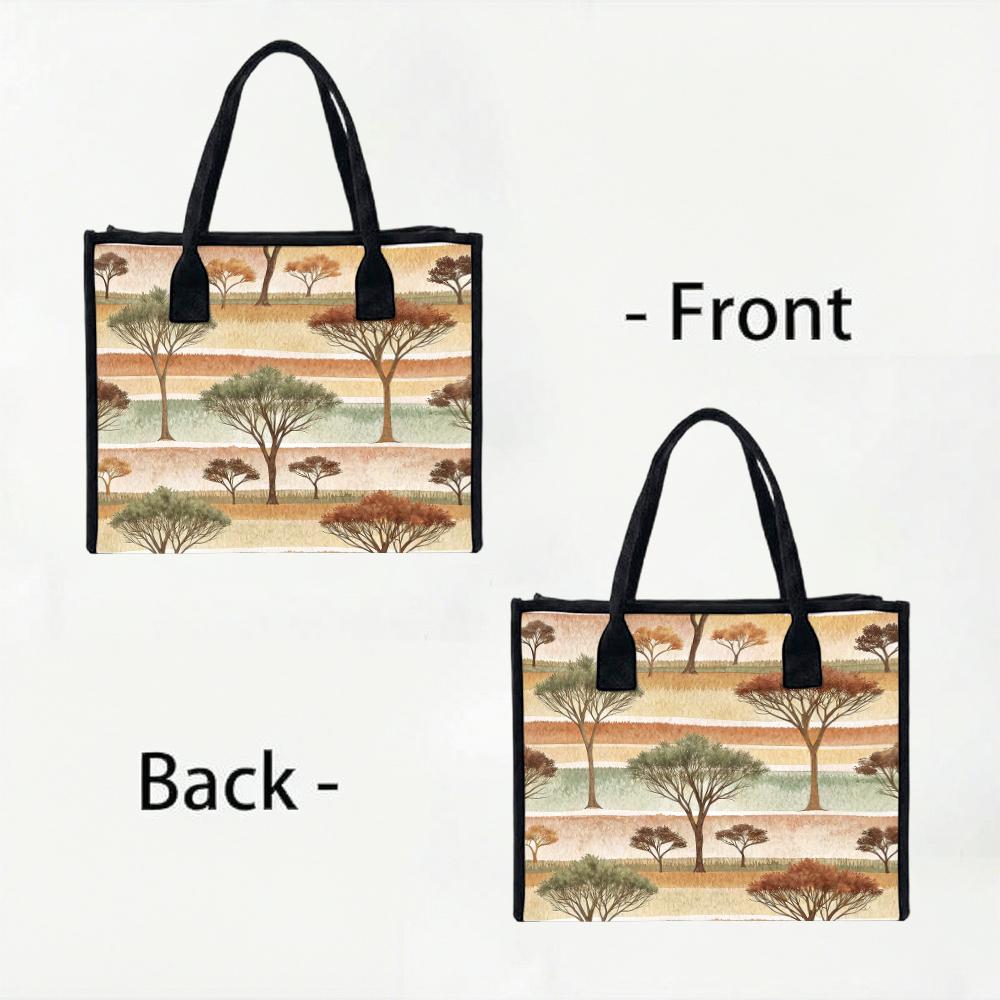 Women Casual Tree Print Tote Bag Daily Use Lightweight Handbag