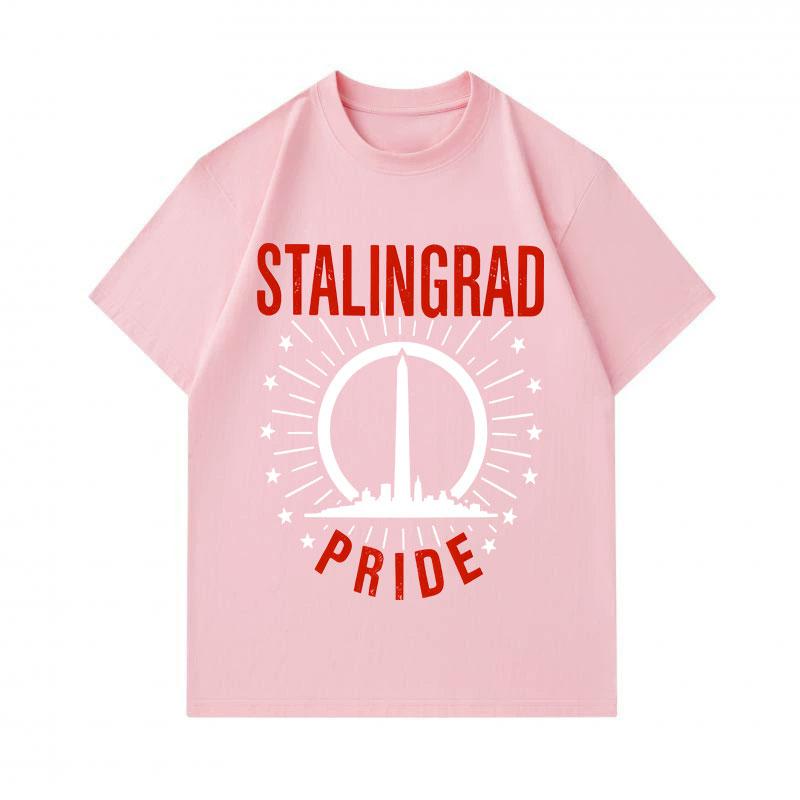 Men 100% Cotton Crew Neck Short Sleeve T-Shirt, Stalingrad Pride Retro Pattern Casual Comfortable Lightweight Summer Tee, Classic Loose Fit Daily Wear