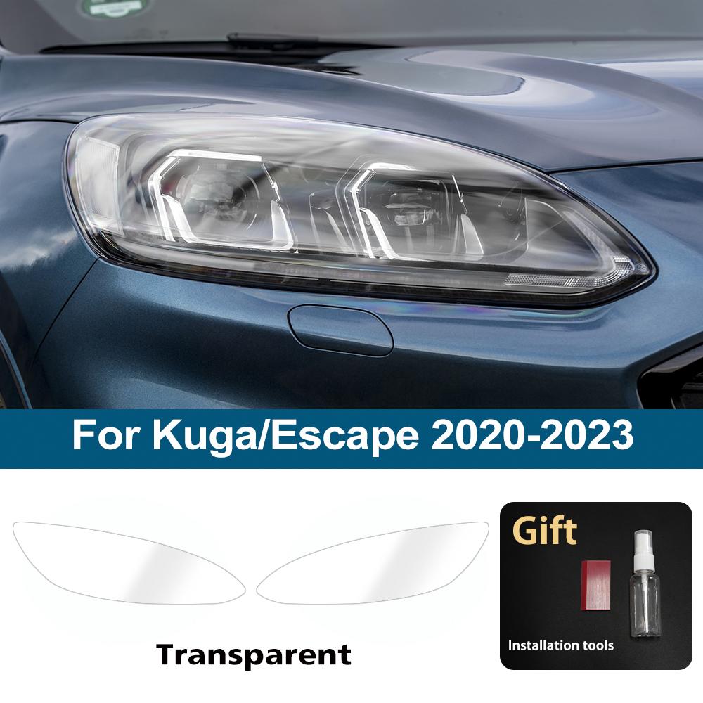 Виниловая пленка с высоким глянцем для Ford Kuga/Escape 2020-2026, защитная пленка для фар автомобиля, дымчато-черная, с защитой от царапин, предварительно вырезанная