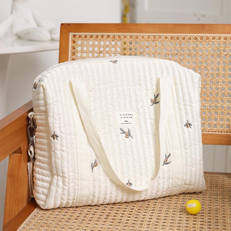 Newborn Baby Care Diaper Bag Mummy Shoulder Bag Embroidery Quilted Stroller Diaper Storage Organizer Large Handbags