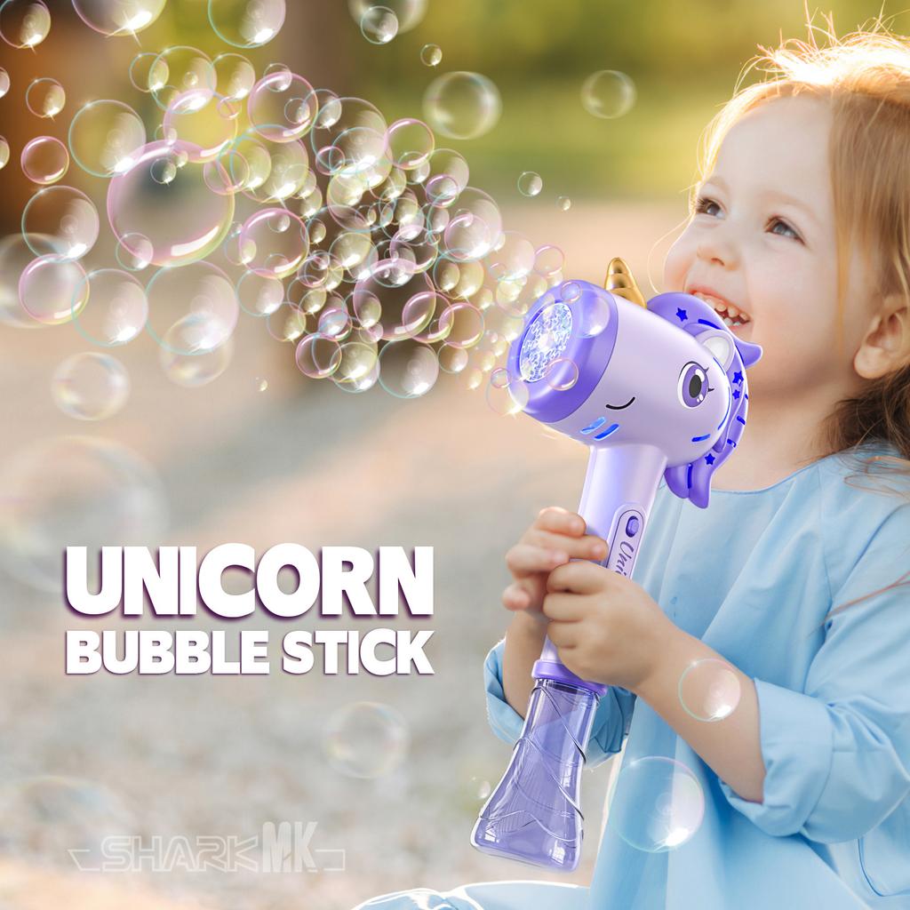 Unicorn electric bubble gun toy bubble machine automatic soap blower with lightsChristmas party games children's gifts