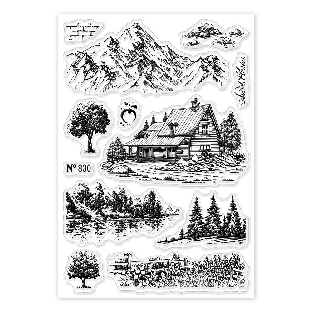 Custom PVC Plastic Clear Stamps for DIY Scrapbooking Photo Album Decorative Cards Making Mountain 160x110x3mm