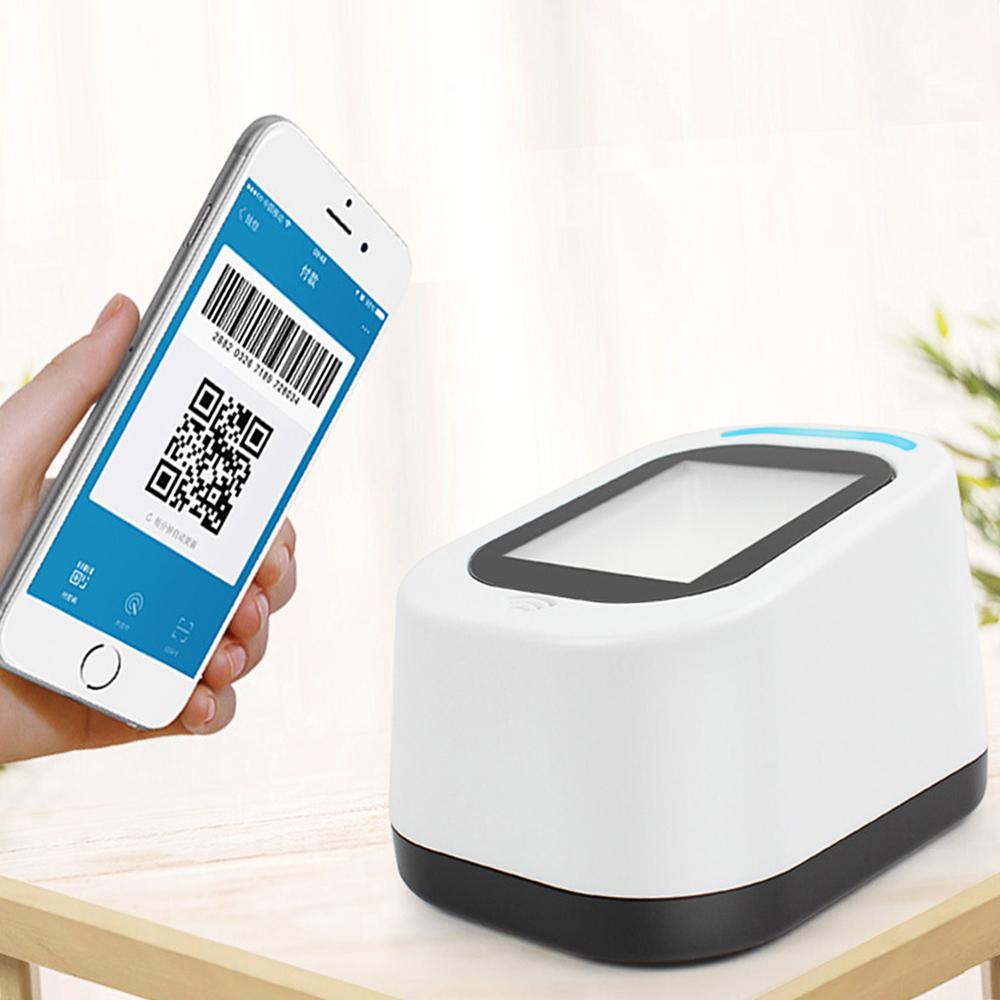 Проводной сканер штрих-кодов USB Универсальный сканирование Сканирование QR 1D 2D Считыватель для супермаркетов магазинов Белый