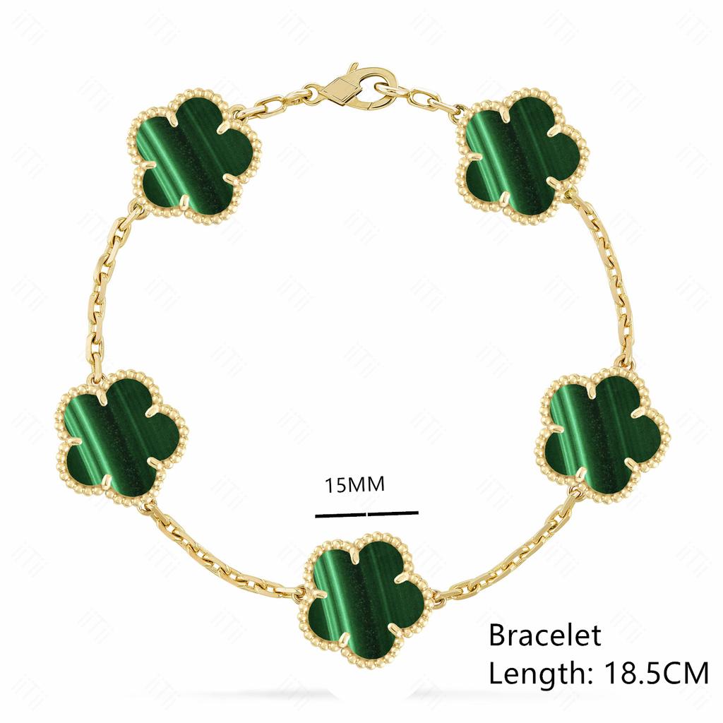 High-quality Fashion Brand Gold Silver Lucky Flower Clover Mother-of-pearl Bracelet Women's Natural Gem Hot Sale