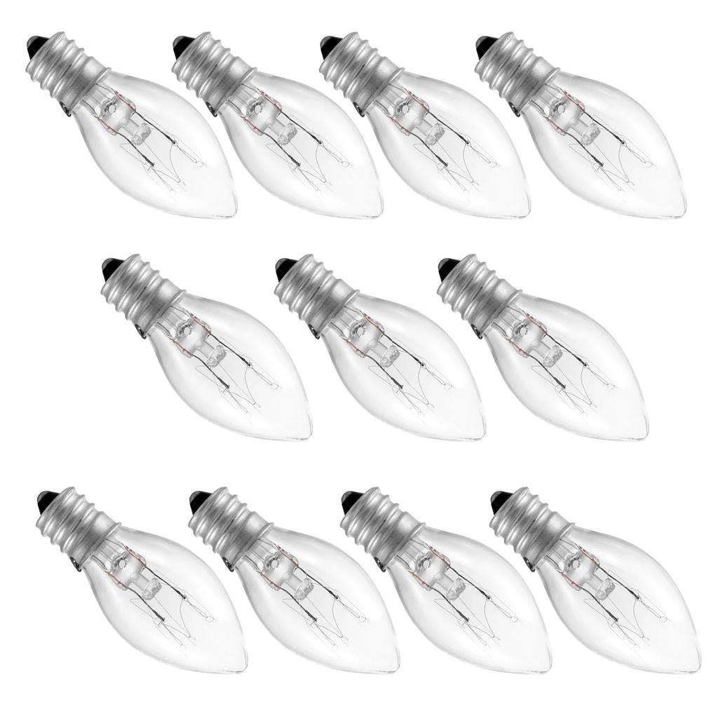 10 Pcs LED Night Light Bulbs C7 Chandelier 7W 10W E12 Base Decorative Light Bulbs Christmas Candle Bulb 110V 220V Amber Glass