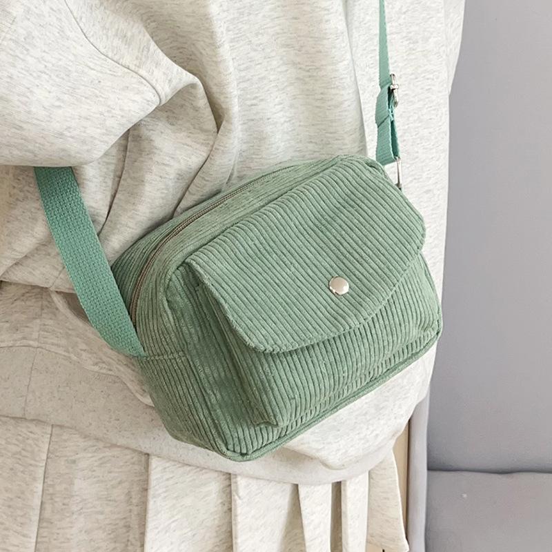 Women Corduroy Crossbody Shoulder Small Square Bag Casual Fashion Daily Handbag