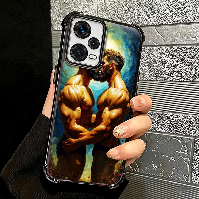 Muscle Man Gay Fitness Soft Phone Case For Xiaomi Redmi Note 14 15 Pro Plus 13 12 11S 11T 5G 10 9S 9 Plating Anti-Fall Fundas
