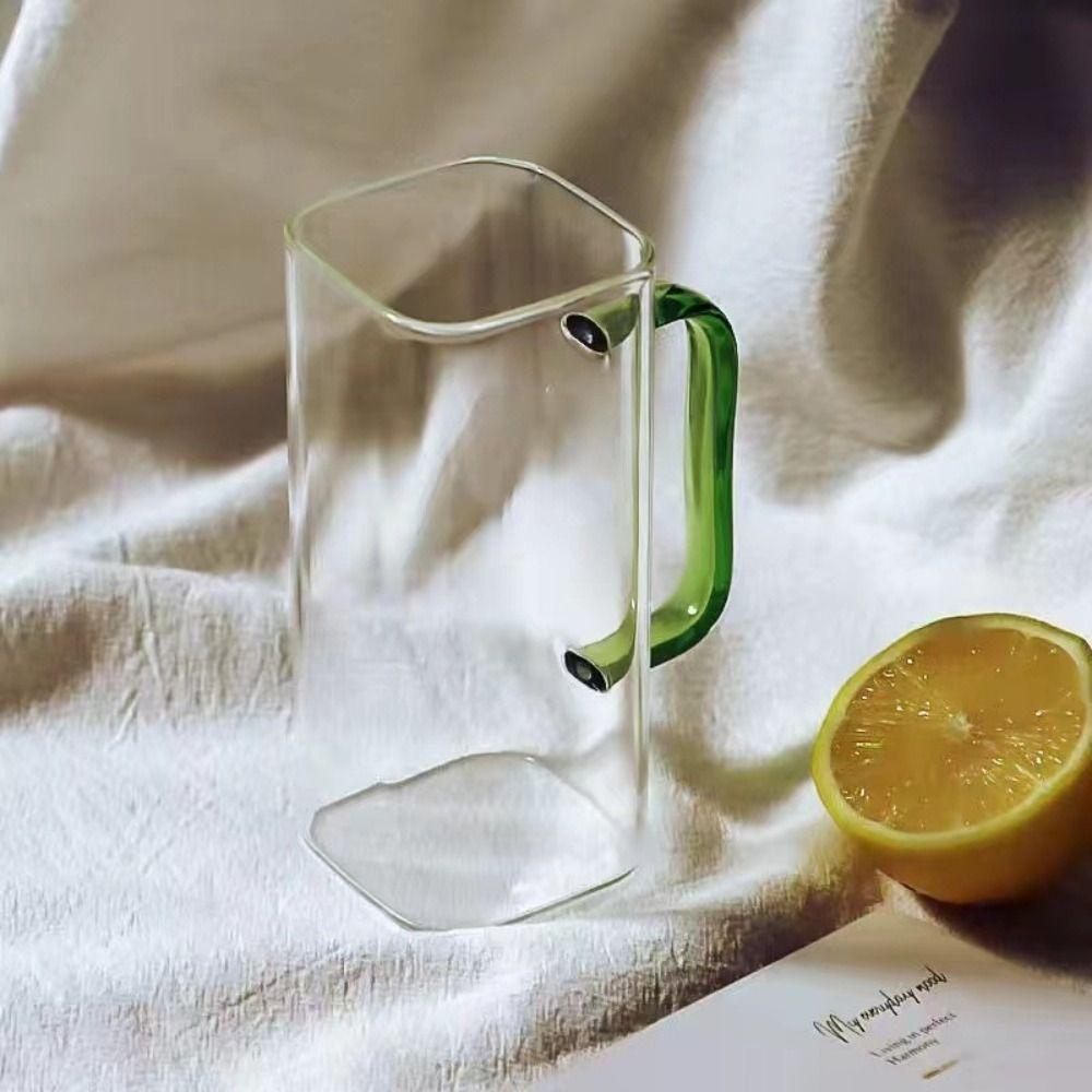 Чайная соломинка Питьевая квадратная кружка с крышками Кофе со льдом Одноцветная ручка