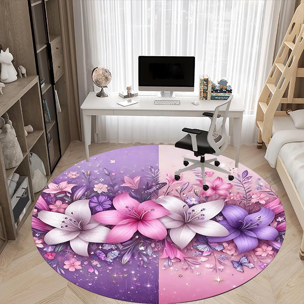 1pc Floral Fantasy Chair Carpet for Office Non-Slip, Rug for Office, Room, Good Gift for Family or Friends, yy251226155