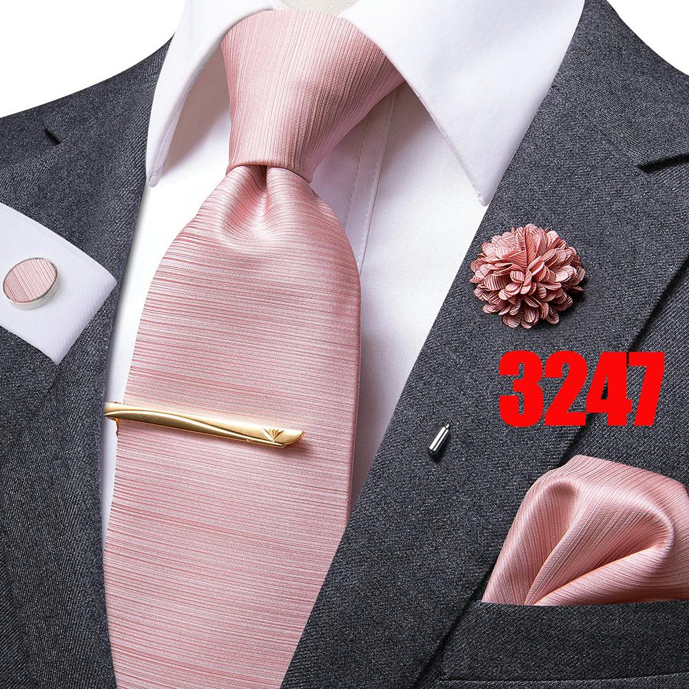 Hi-Tie Mens Silk Tie Set Brooch Pin Necktie Hanky Cufflinks Tie Clip for Business Wedding