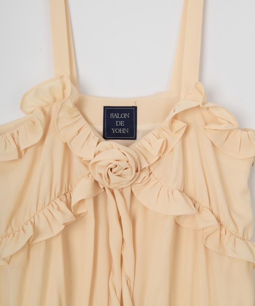 Salon De Yon Corsage Point Ruffle Sleeveless Dress_ Ivory