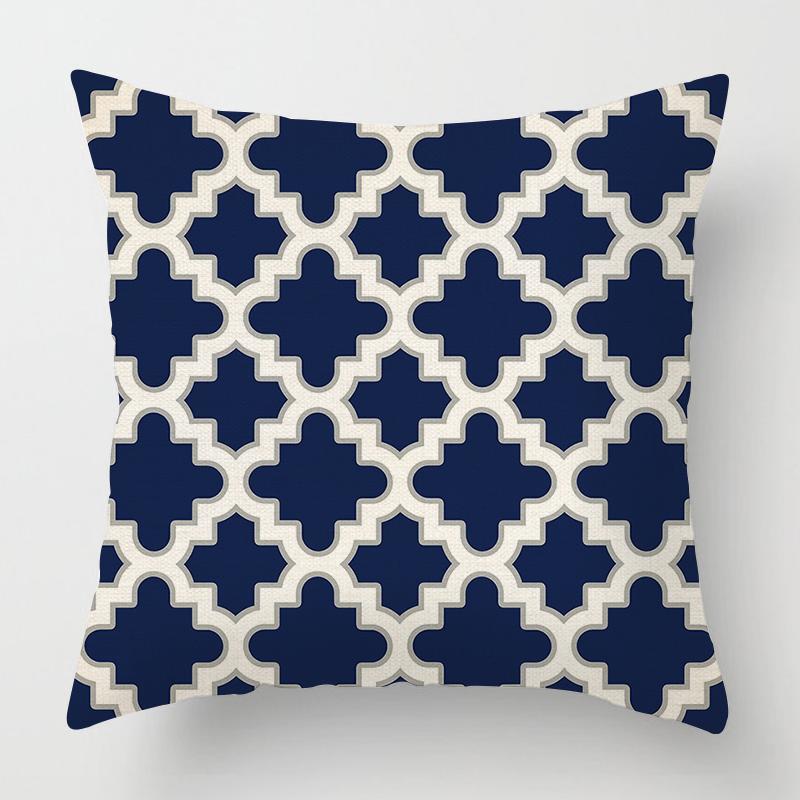 Чехол на подушку с геометрическим темно-синим полосатым принтом для дома, гостиной, дивана, спальни, украшение, декоративная подушка, наволочка