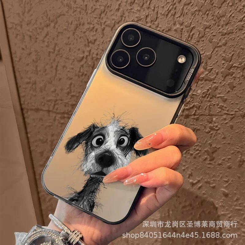 Кривоголовый пес подходит для Apple 15 цветной серебристый iPhone14Pro креативный 11promax матовый 16 защитный чехол 17