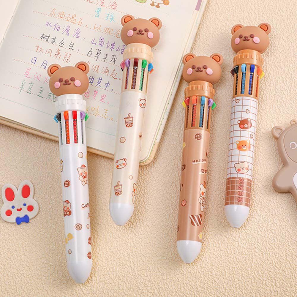 Office Supplies Stationery Student Writing Pens Cartoon Bear Ballpoint Pen Ten Color Ball Pen