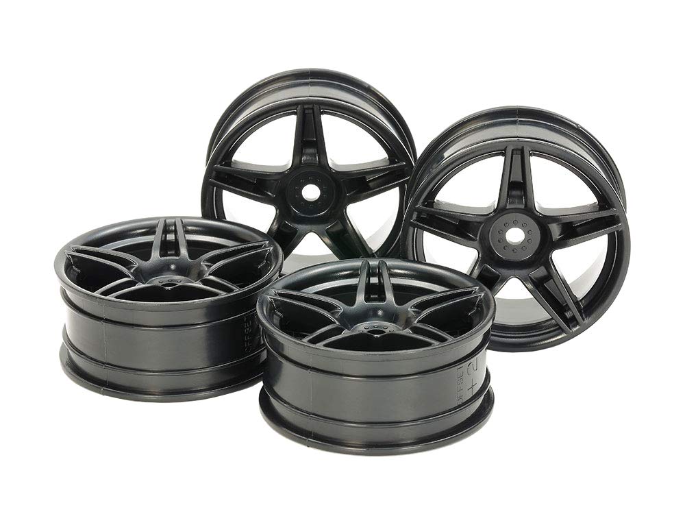 Tamiya Options 1853 Twin Wheels 24mm offset Hop-Up No. OP.1853 5-Spoke (4 wheels) Black, width, +2 (54853)