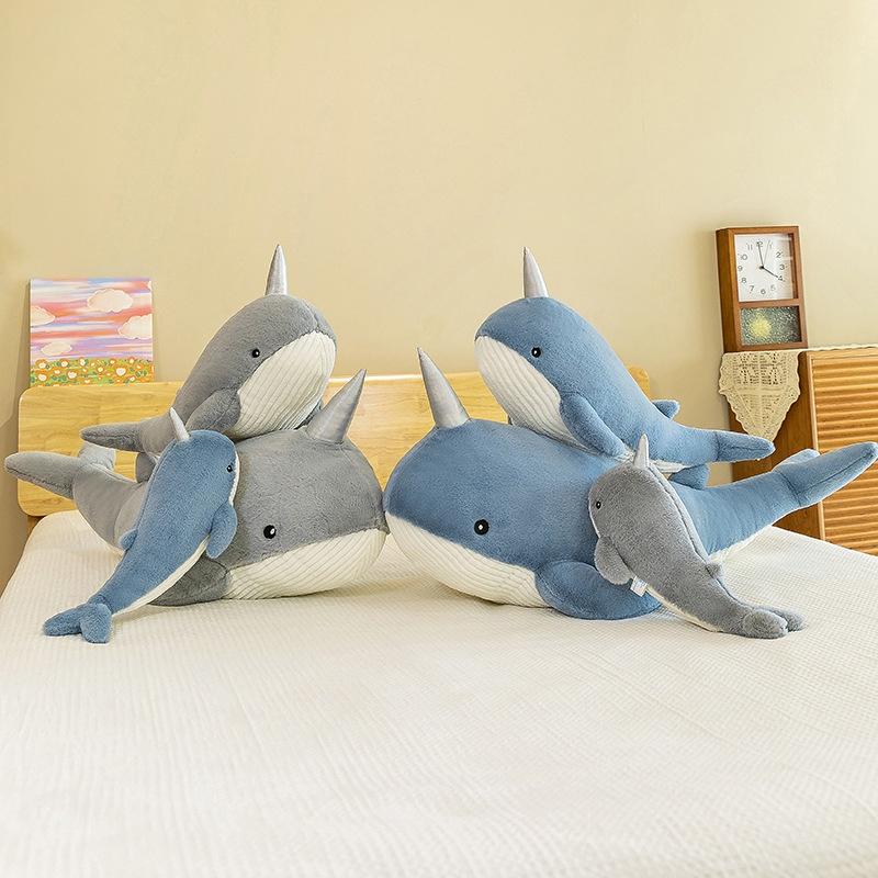 Cute Whale Plush Toy Pillow For Girls Soft And Cozy Stuffed Animal Doll For Bedtime Leg Support Grey