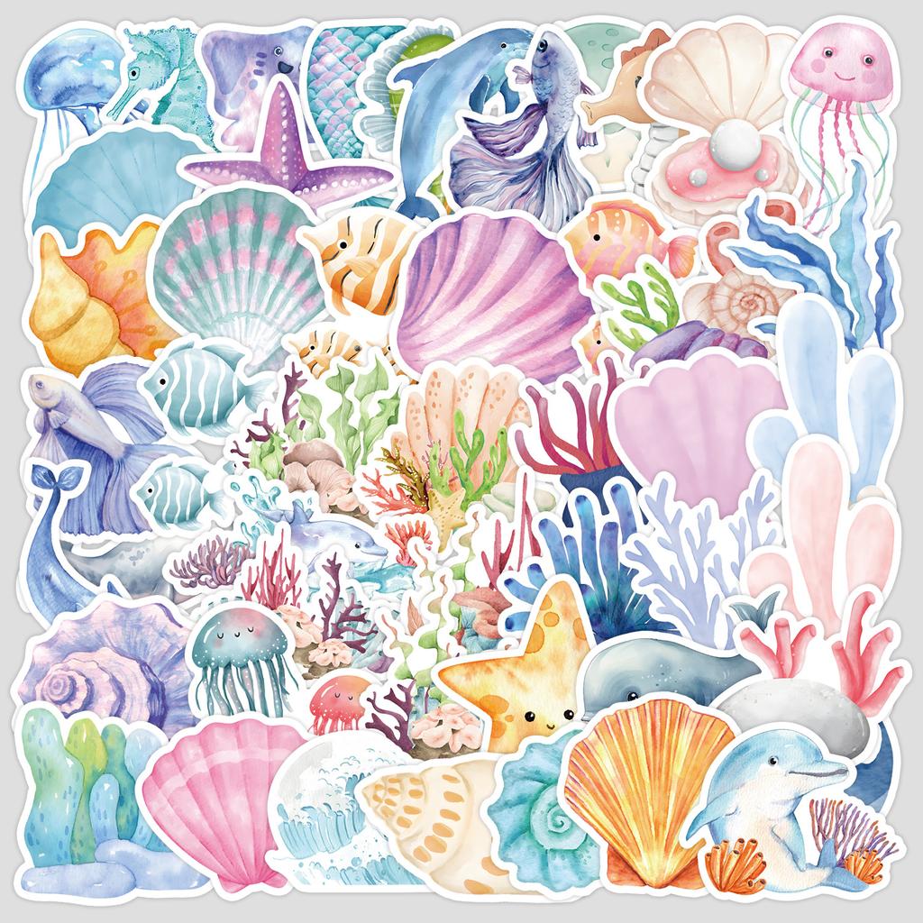 50 Cartoon Underwater World Graffiti Stickers Computer Suitcase Waterproof Decorative Stickers Ocean Stickers