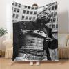 1 шт. Плед в стиле Hip Hop 2Pac, Мягкий, Легкий, Для всех сезонов, Многоцелевой плед для дивана, кровати, офиса и пикников, Французский стиль с культовыми обложками альбомов и цитатами