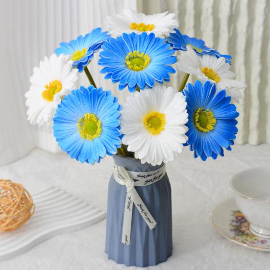 Artificial Gerbera Jamesonii with Stem Realistic Fake Silk Flower Home Office Table Centerpiece Faux Flower Branch Floral Arrangement Decoration
