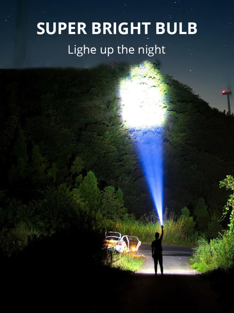 5 LED Flashlight High Power Rechargeable Waterproof Led Long-range Spotlight Battery Display COB Light Outdoor Multi-function