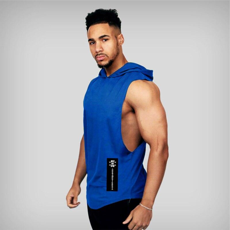 Muscleguys Мужская брендовая толстовка без рукавов Muscle Guys для фитнеса, топы для бодибилдинга, тренажерного зала, свободные рубашки без рукавов для тренировок, мужской топ с капюшоном