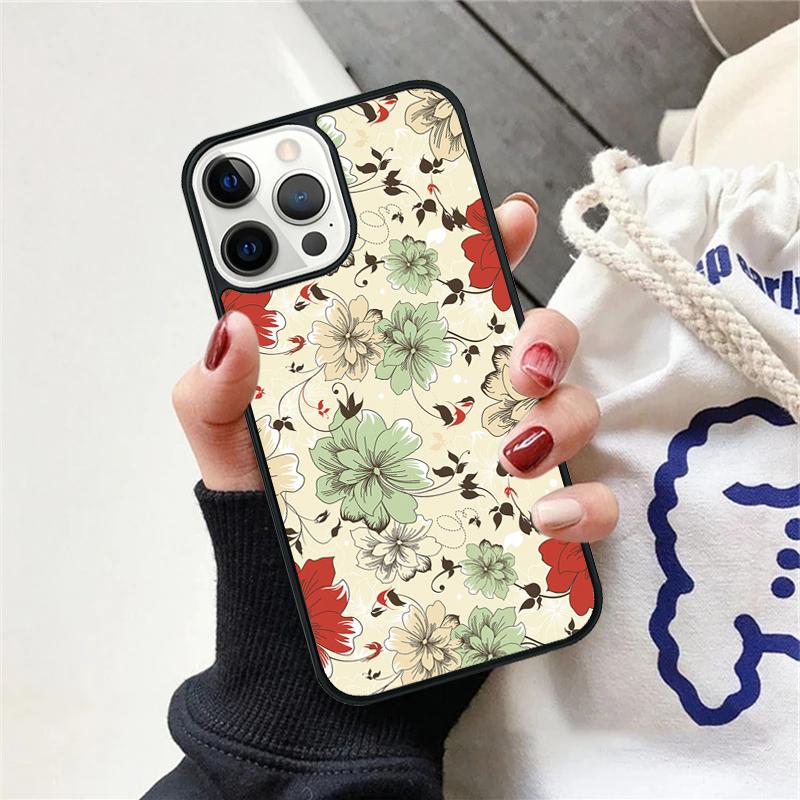 Винтажный чехол для телефона с цветами и листьями для iPhone 17 Air 15 16 Чехол 11 13 14 Pro Max 12 Plus Max Fundas