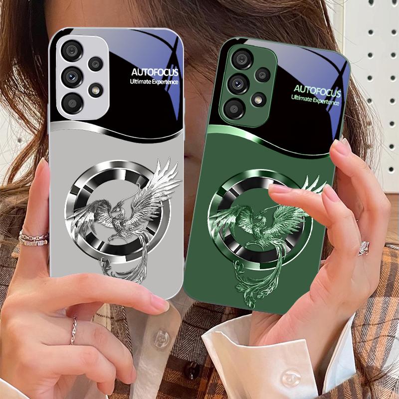 Красивый розовый феникс для Samsung S25 S25 Edge S25Ultra S8 9 S10 20 U ltra S21 Pro S22 Plus S23 FE S24 Ultra стеклянный чехол для телефона