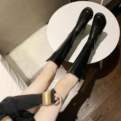 Модная обувь с высоким голенищем до колена Женская кожа Новинка Длинные сапоги для женщин Плоские Зимние 2024 Новинка Горячий Дизайнерская Роскошь Распродажа Пу Работа Гот